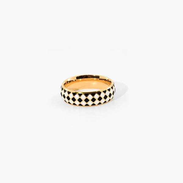 Check Band Ring — Waterproof Gold Plated Stainless Steel