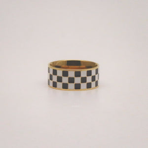 CHECKBOARD BAND RING