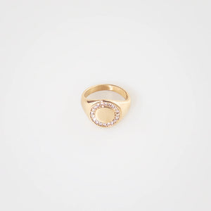 Circle Pave Signet Ring