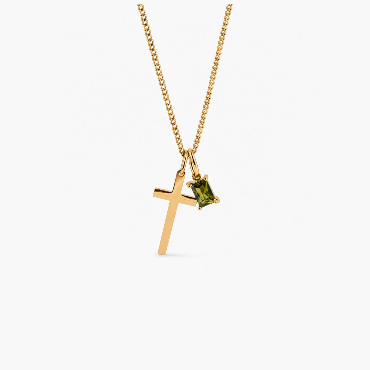 Cross and Birthstone Necklace