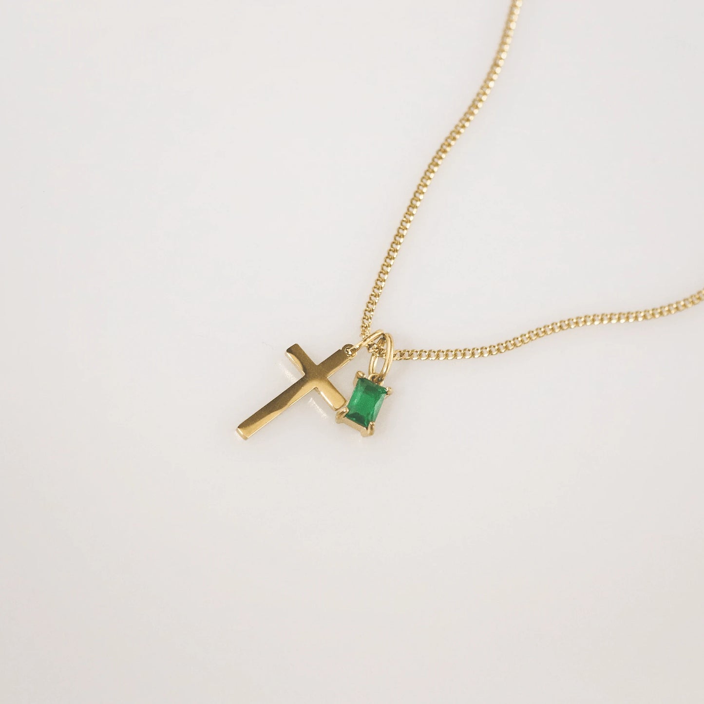 Cross and Birthstone Necklace