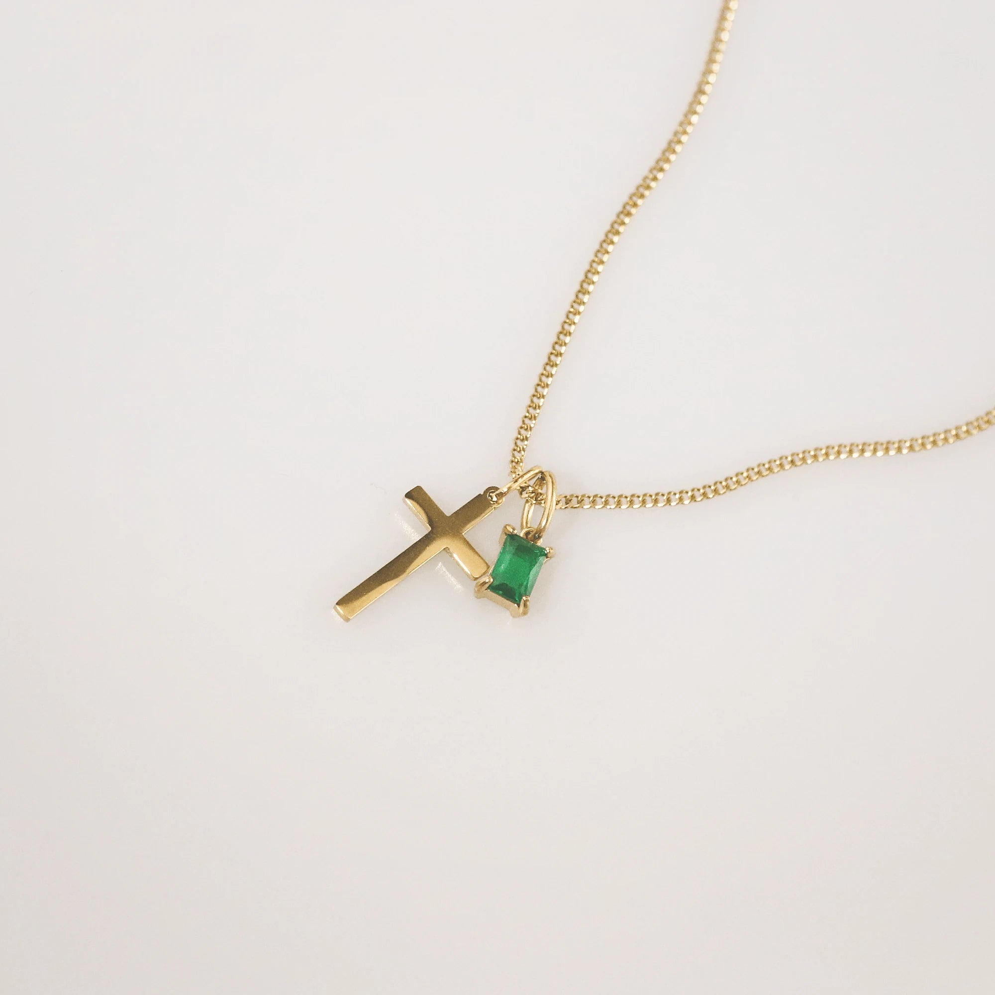 Cross and Birthstone Necklace