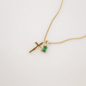 Cross and Birthstone Necklace