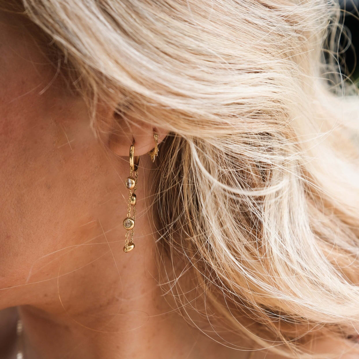 Crystal Chain Hoop Earrings