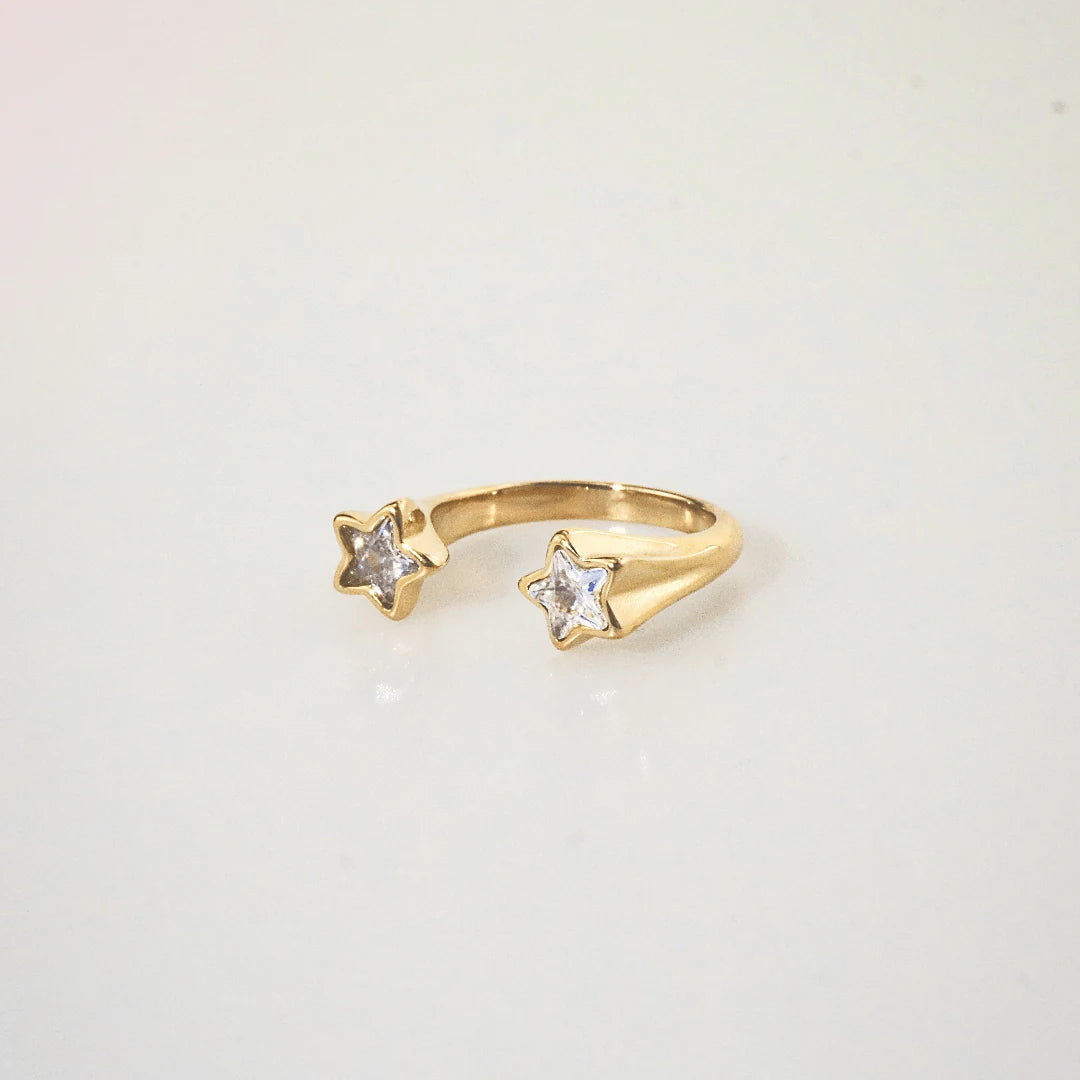 Meideya Jewelry Crystal Double Star Ring