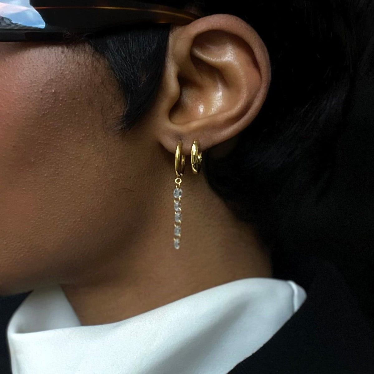 Crystal chain drop earrings