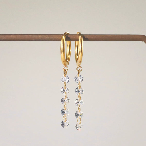 Crystal Drop Hoop Earrings - Mowry