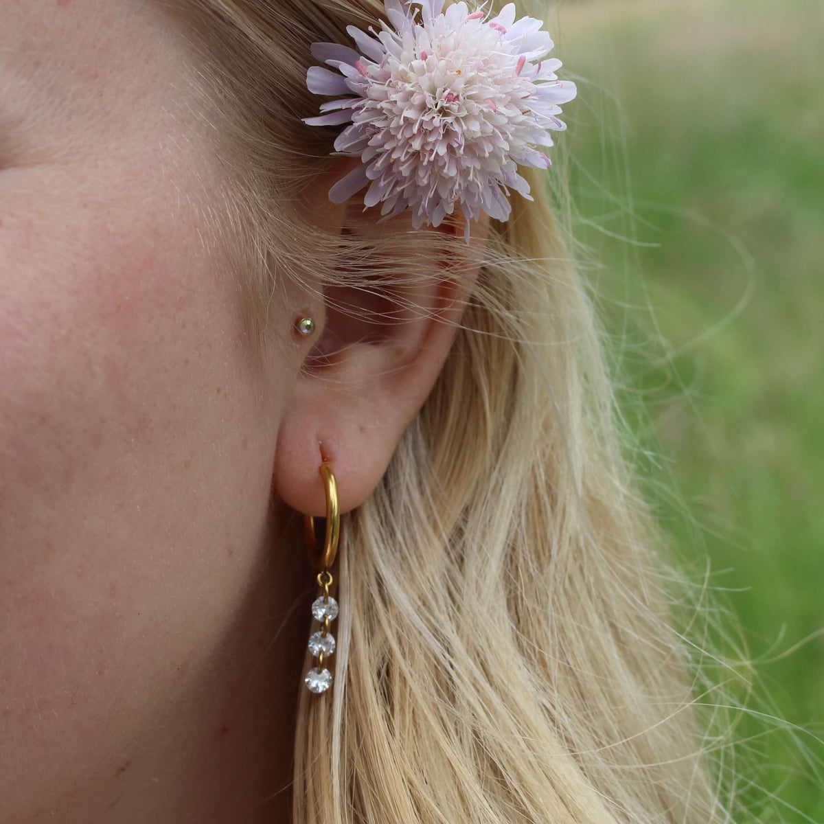 Crystal Drop Hoop Earrings - Medium