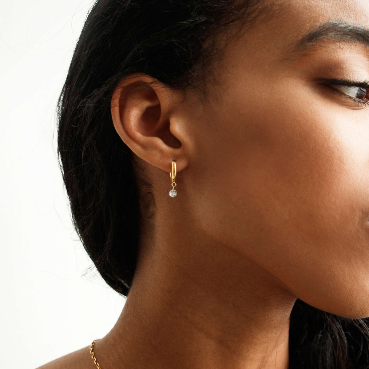 Crystal Drop Hoop Earrings