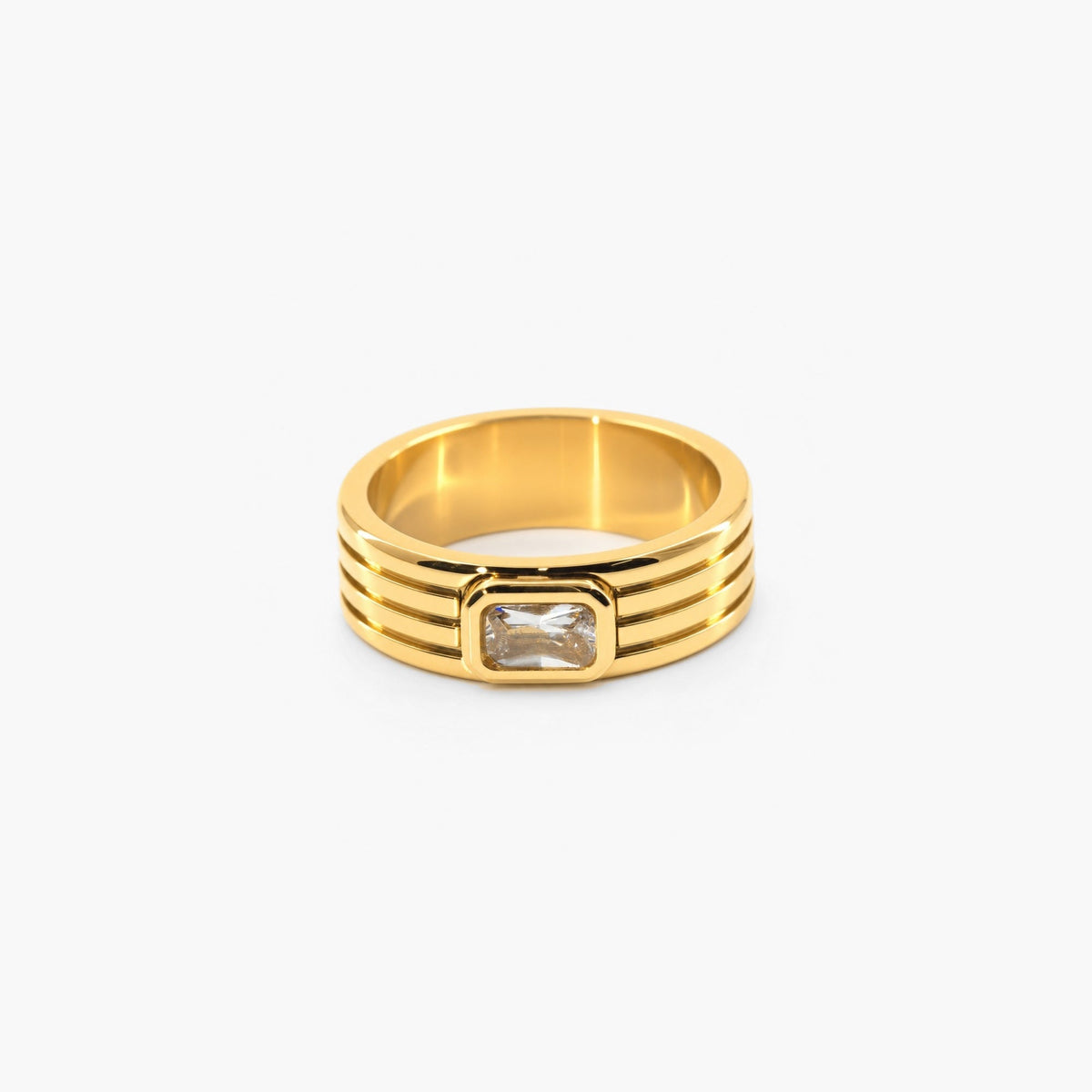 Crystal Ribbed Ring