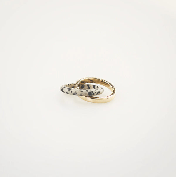 Dalmatian Double Band Ring - 18k Gold Plated Stainless Steel