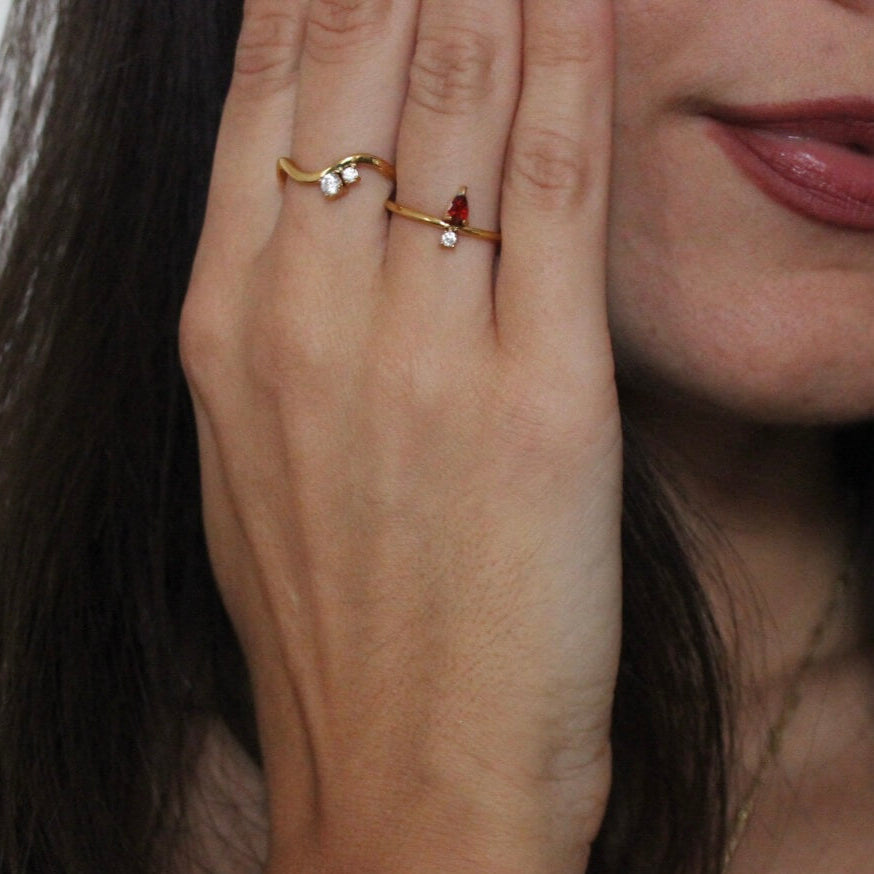 Delicate Sparkle Wave Ring