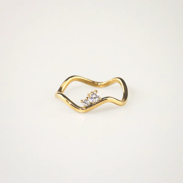 Waterproof Tarnish-Free 18k Gold Plated Wave Ring