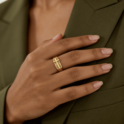 Divine Cross Ring, waterproof 18k gold-plated stainless steel