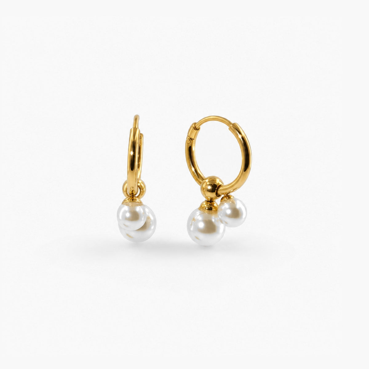 Double Pearl Hoop Earrings