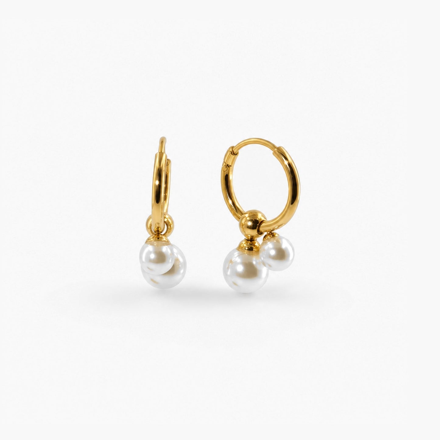Double Pearl Hoop Earrings