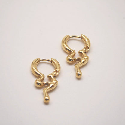 Gold dripping hoop earrings