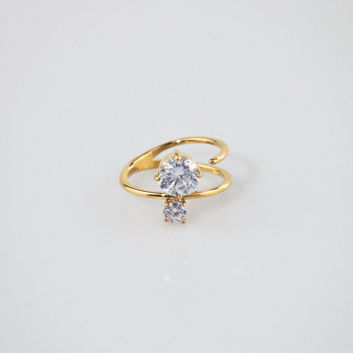 Stainless steel ring with two spark stones