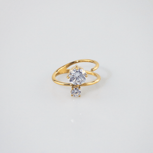 Meideya jewelry stainless steel ring with two spark stones