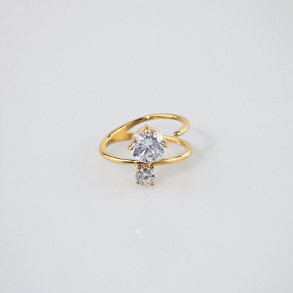 Stainless steel ring with two spark stones