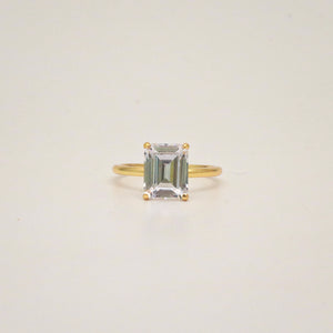 emerald cut cubic zirconia gold plated sterling silver ring