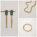 Emerald Gem Jewelry Set – 18K Gold Plated Stainless Steel