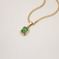 Waterproof Gold Pendant Necklace with Emerald Stone