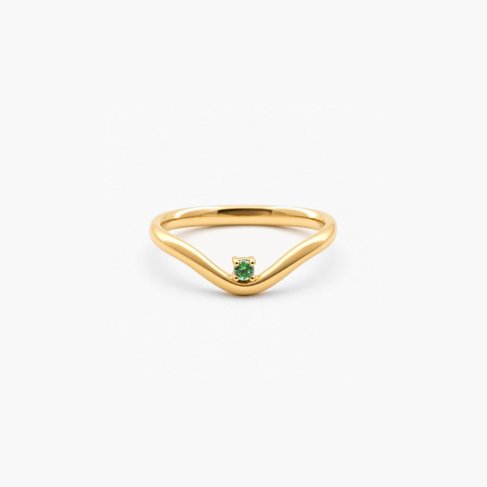 Emerald Dot Wave Ring gold