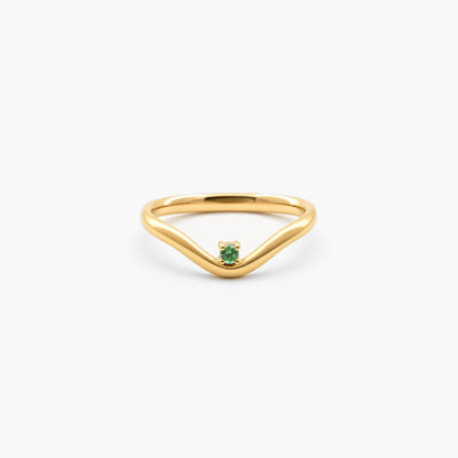 Emerald Dot Wave Ring gold