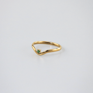 Meideya jewelry stainless steel ring - Emerald dot wave ring in gold color