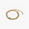 Emerald Gem Curb Chain Bracelet – Waterproof 18k Gold