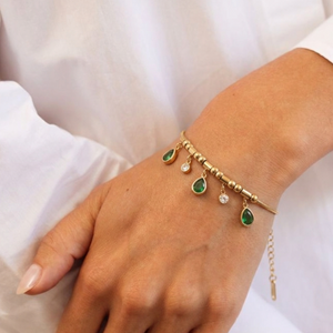Emerald Teardrop Charm -Bracelet