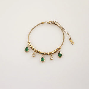 Emerald Teardrop Charm Bracelet