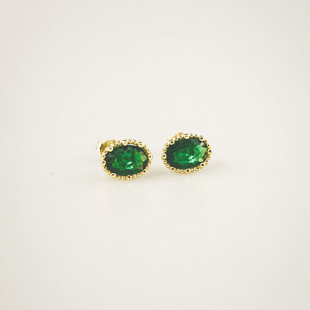 Meideya Jewelry emerald oval stud earrings