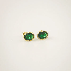 Meideya Jewelry emerald oval stud earrings
