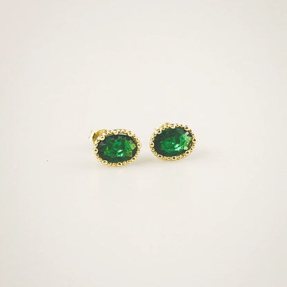 Meideya Jewelry emerald oval stud earrings