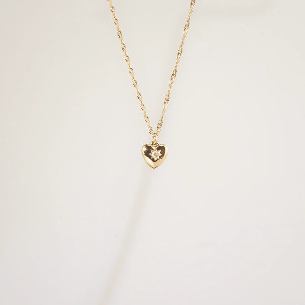 Encrust Heart Necklace - 18k Gold Plated Stainless Steel
