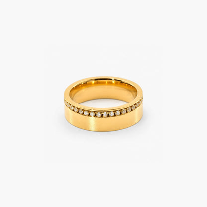 Pave Band Ring — Waterproof Gold Hypoallergenic 316L