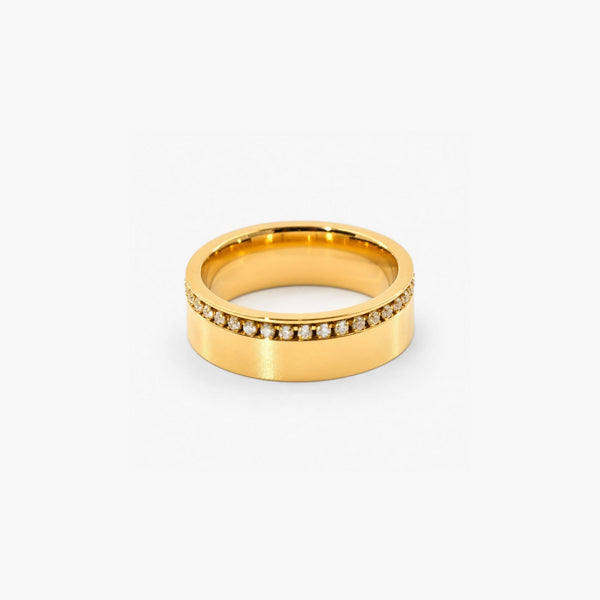 Pave Band Ring — Waterproof Gold Hypoallergenic 316L