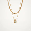 Meideya jewelry Eve Layered Necklace with green gemstone