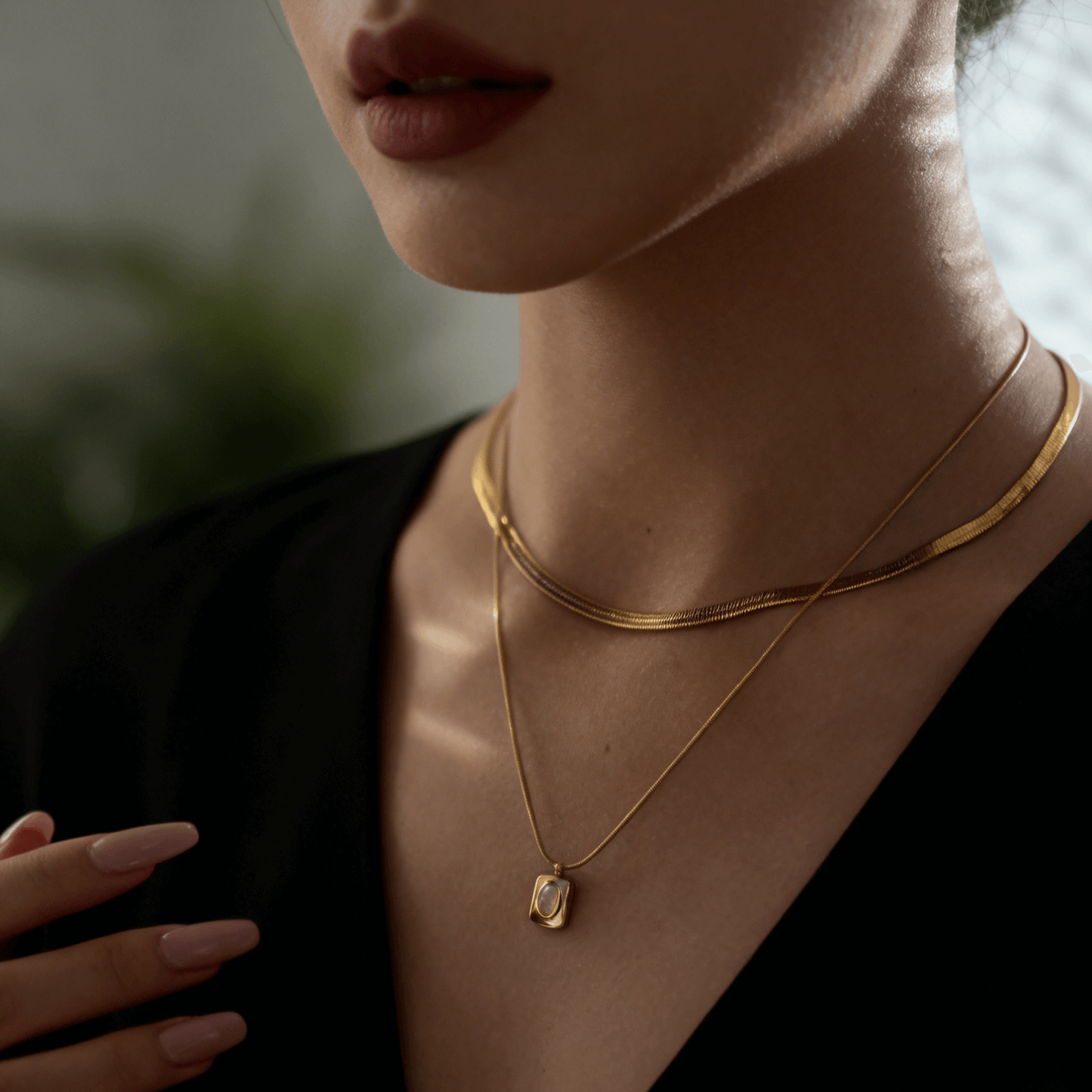 Eve Layered Necklace, waterproof 18k gold-plated stainless steel