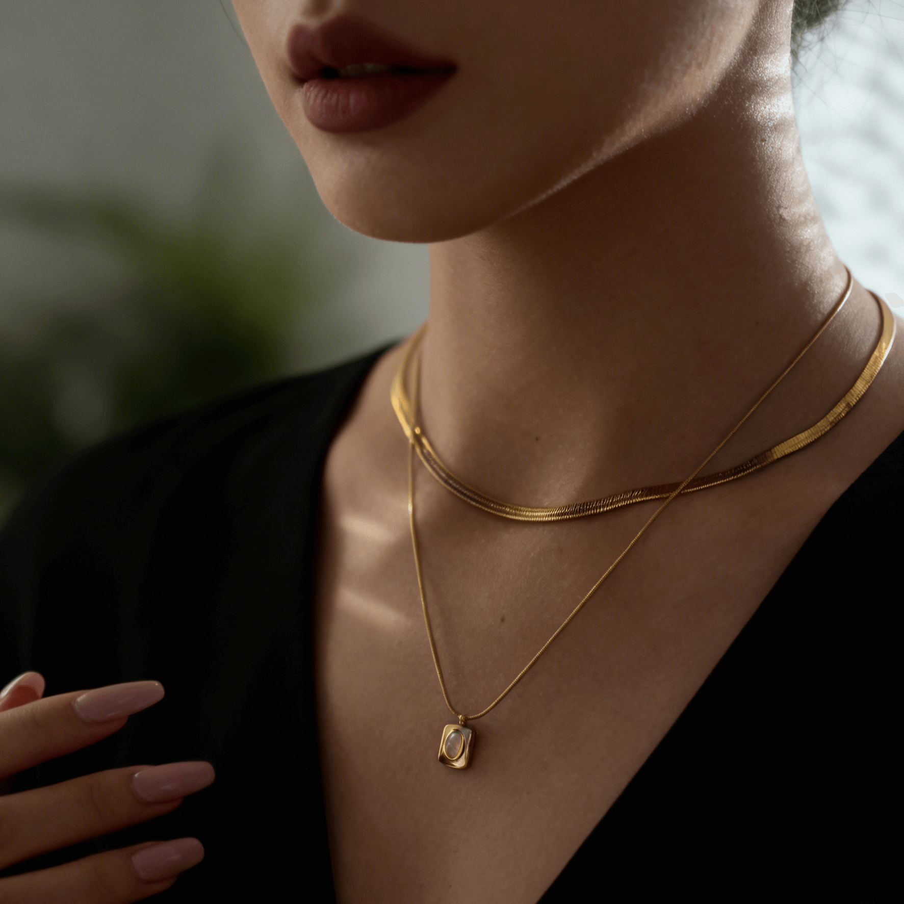 Eve Layered Necklace, waterproof 18k gold-plated stainless steel