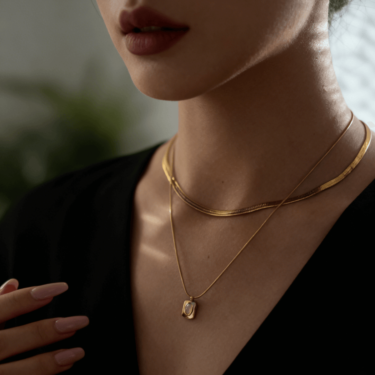 Eve Layered Necklace, waterproof 18k gold-plated stainless steel