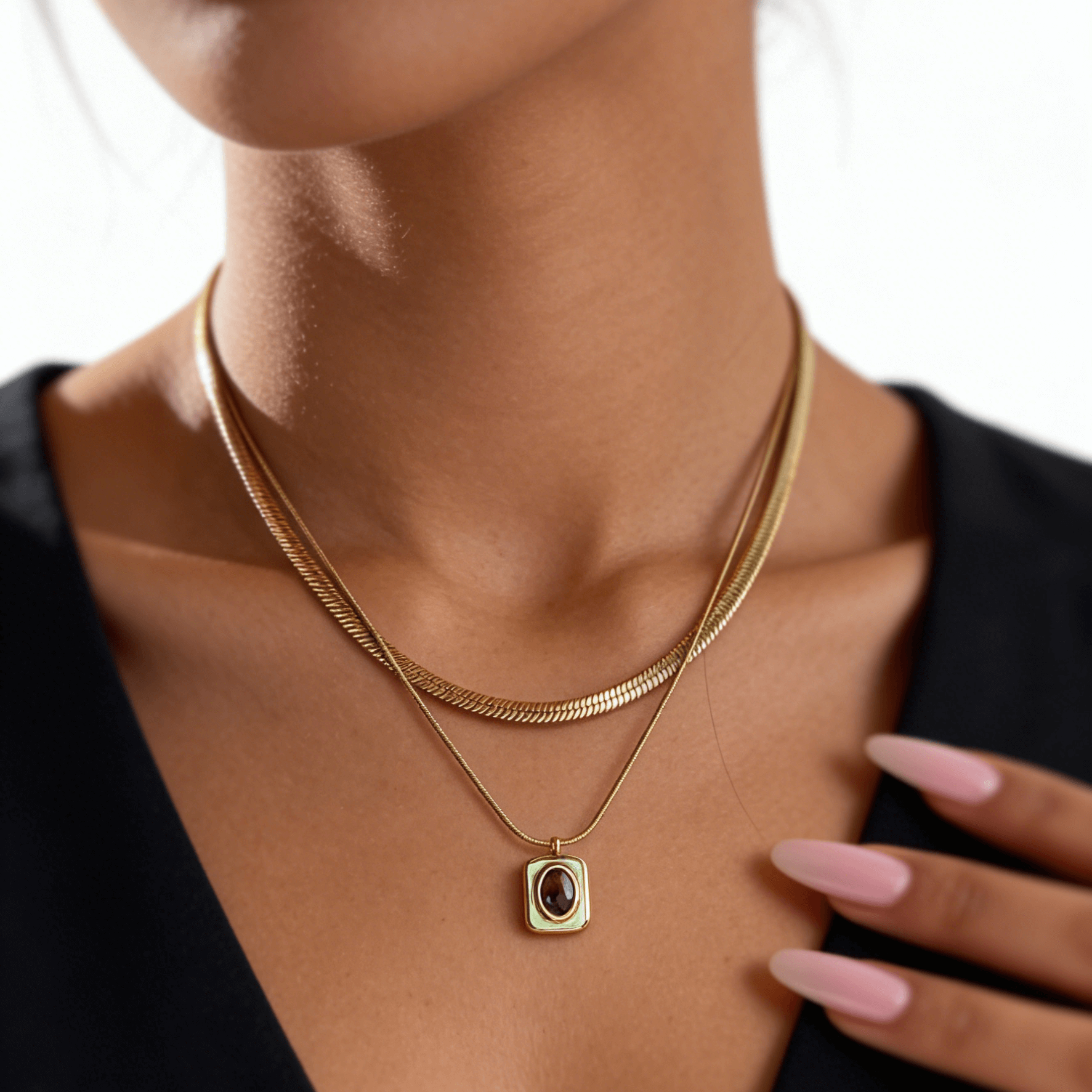 Eve Layered Necklace, waterproof 18k gold-plated stainless steel