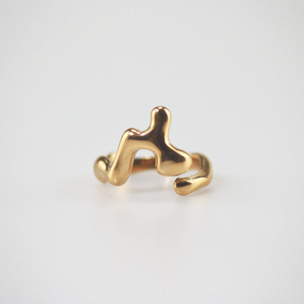 Waterproof Gold Plated Stainless Steel Sculpted Ring