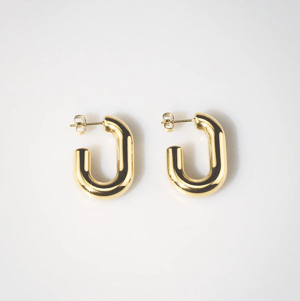 Geo Loop Earrings – Chunky Gold Hoops for Women