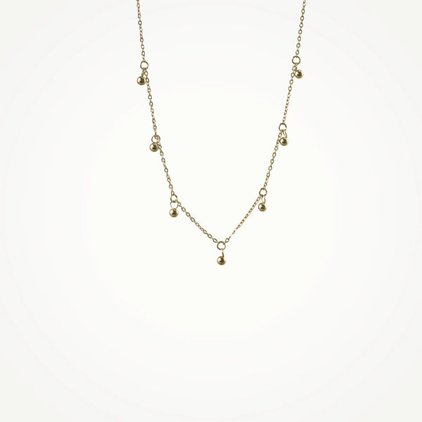 Gold Bead Station Necklace - 18k Gold Plated Waterproof