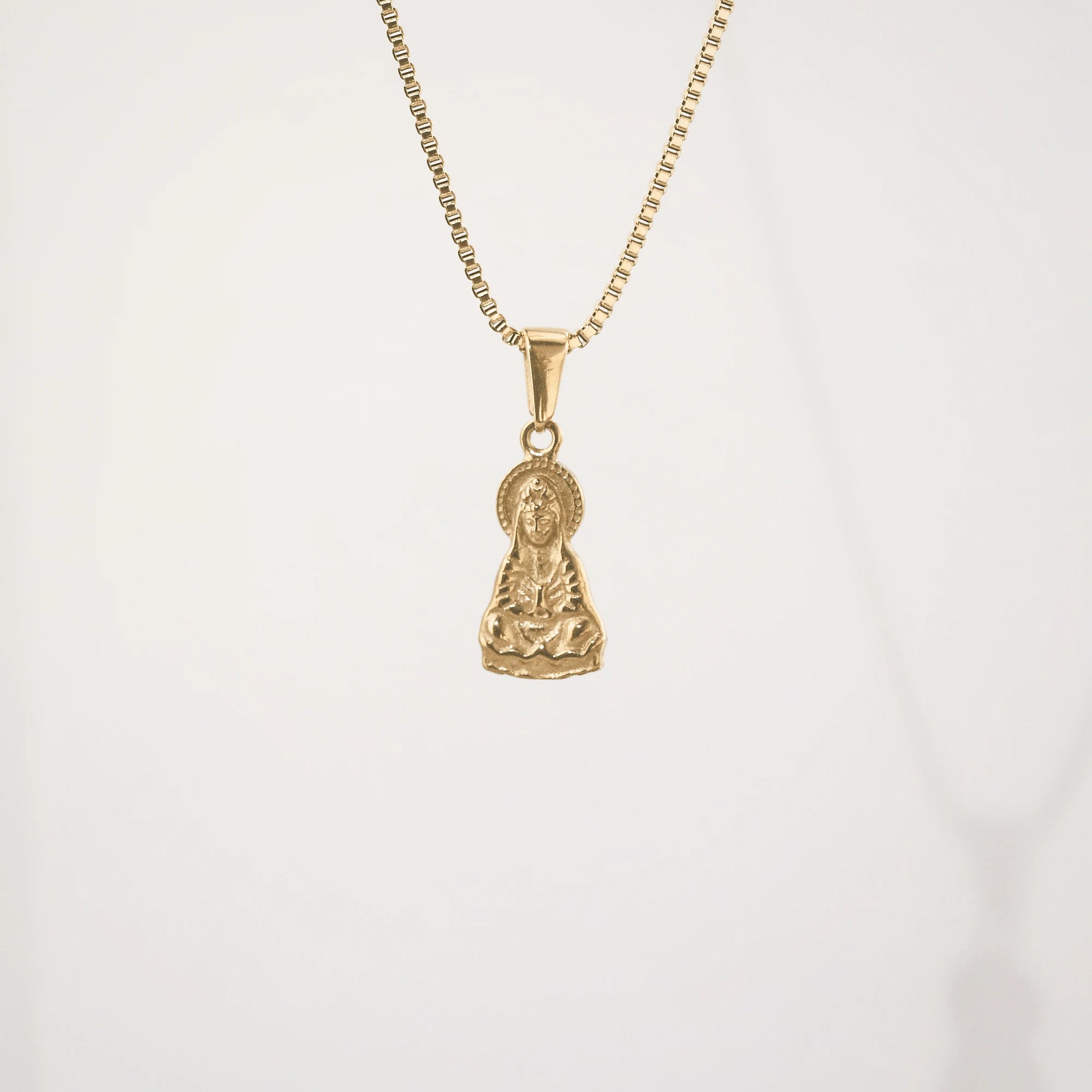 Gold Guanyin Pendant Necklace