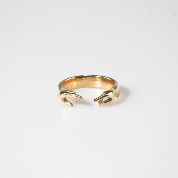 Waterproof 18k Gold Plated Open Hands Ring - Hypoallergenic