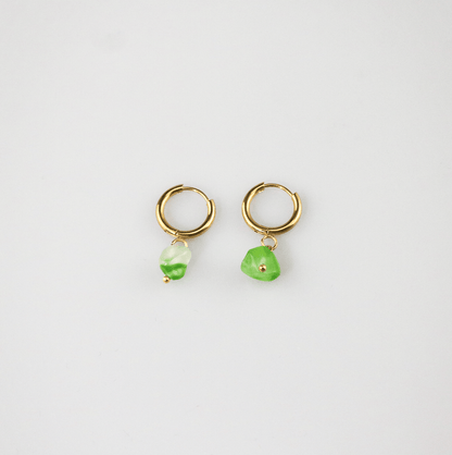 Green Agate Hoop Earrings